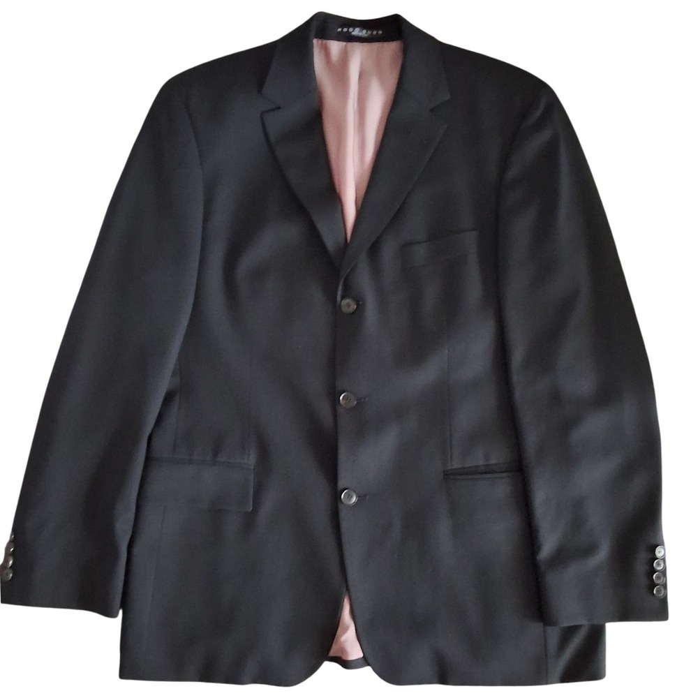 Hugo Boss 40R Men 100% Virgin Wool 3-Button Blazer Jacket Formal Business Casual